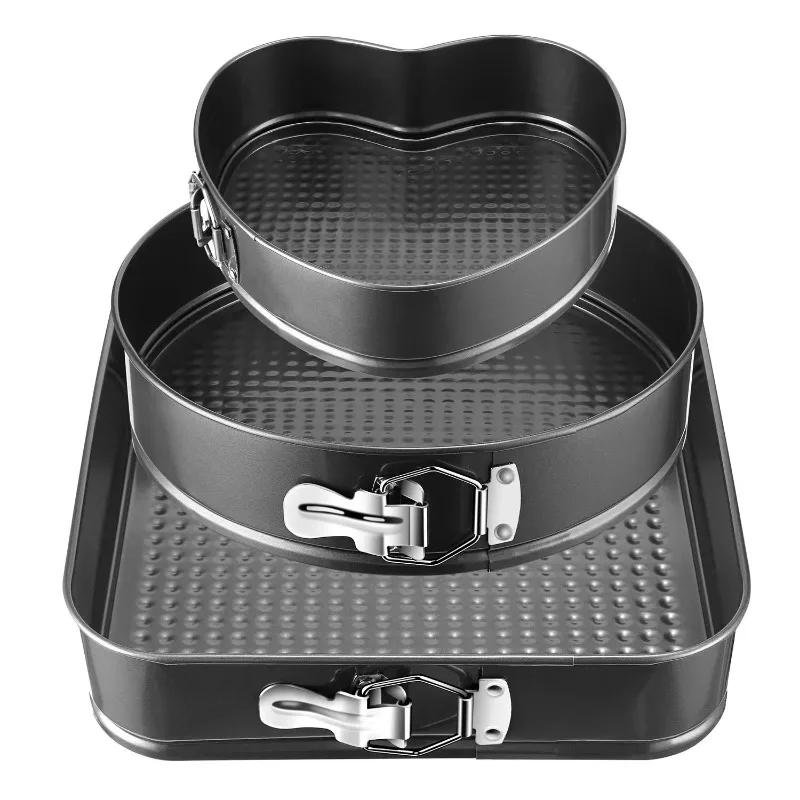3-Piece Black Leak-Proof Non-Stick Spring-Rated Cake Pan 9-Inch 10-Inch 11-Inch with Removable Base