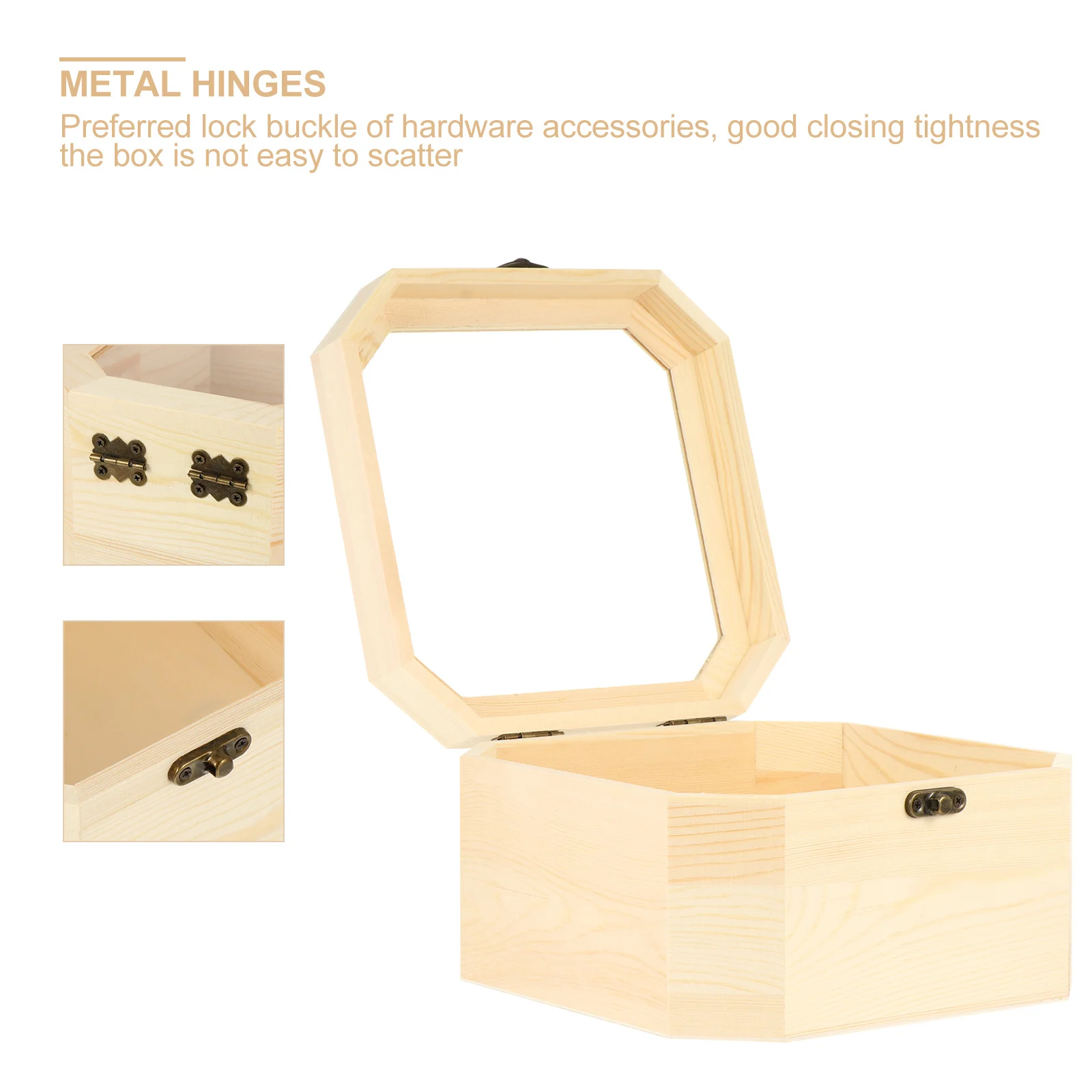 1Pcs Wooden Jewelry Storage Box Octagonal Desktop Organizer Gift Packaging Case Box Octagonal Wooden Storage Case