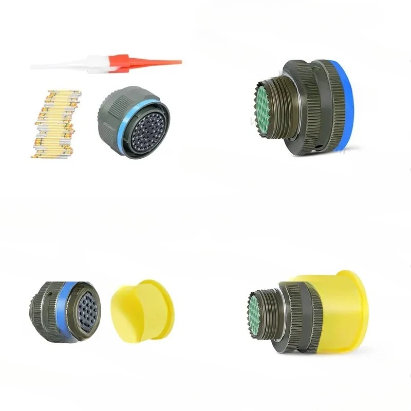 D38999/26FE6PN connector, round pins, 6 positions crimped into ST cable, installed at 6 terminals, 1 port