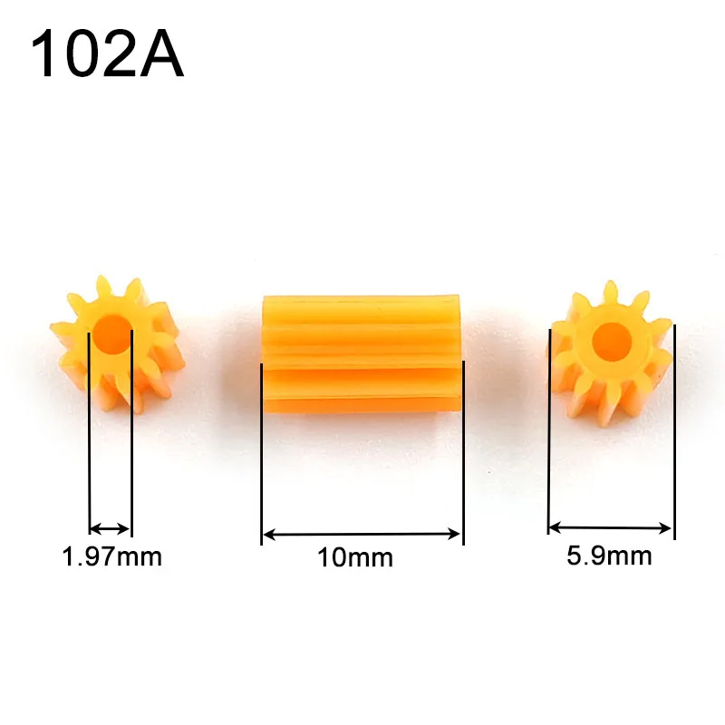 102A 0.5M Long Gear 10 Teeth 10mm Height Small Soft Plastic Yellow Pinion Children DIY Model Toy Accessories 10T