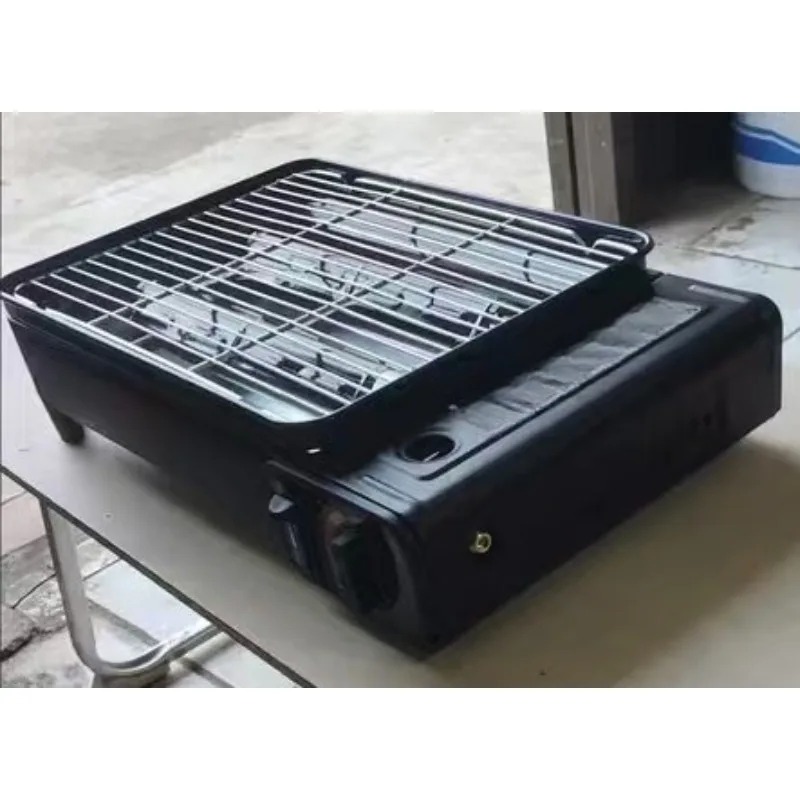 Portable Camping Barbecue Grill Outdoor Butane Gas Stove Smokeless Meat Grill Home Use(No gas))