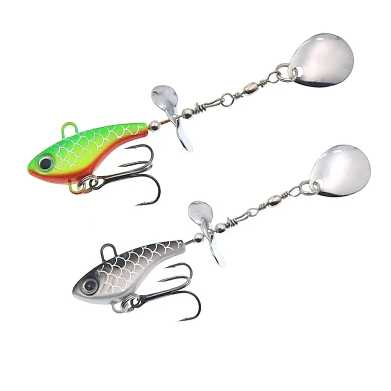 Fishing Lures Trout Spoon 12.5g Metal VIB Spinners Baits Sinking Rotating Spoon Sequins Baits Spinnerbait Vibration Fishing Tack