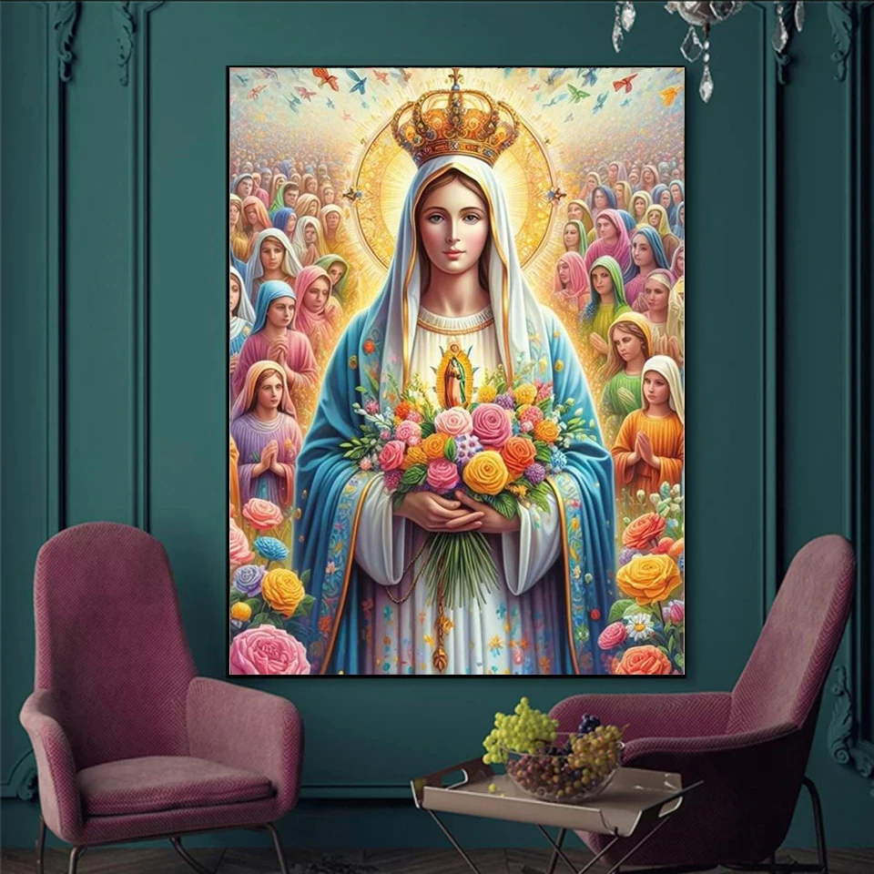 5D Diamond Painting Religious Madonna Jesus Diamond Embroidery Mosaic DIY Full Round Cross Stitch Rhineons Home Decor Promotion