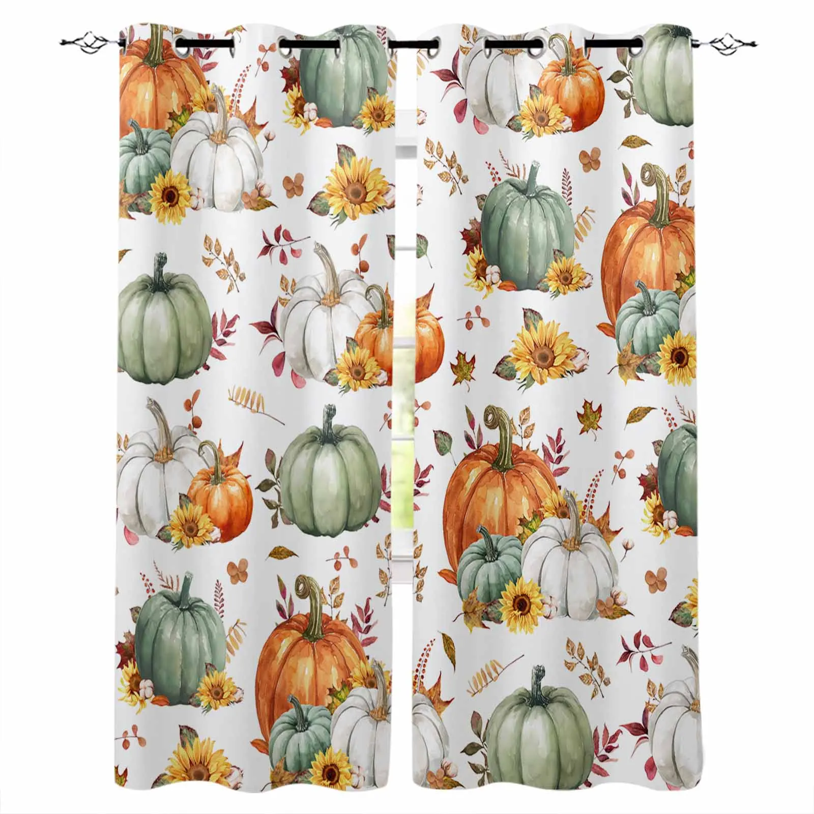 

Thanksgiving Autumn Leaf Sunflowers Curtains For Living Room Kids Bedroom Window Curtain Balcony Hall Drape Long Cortinas