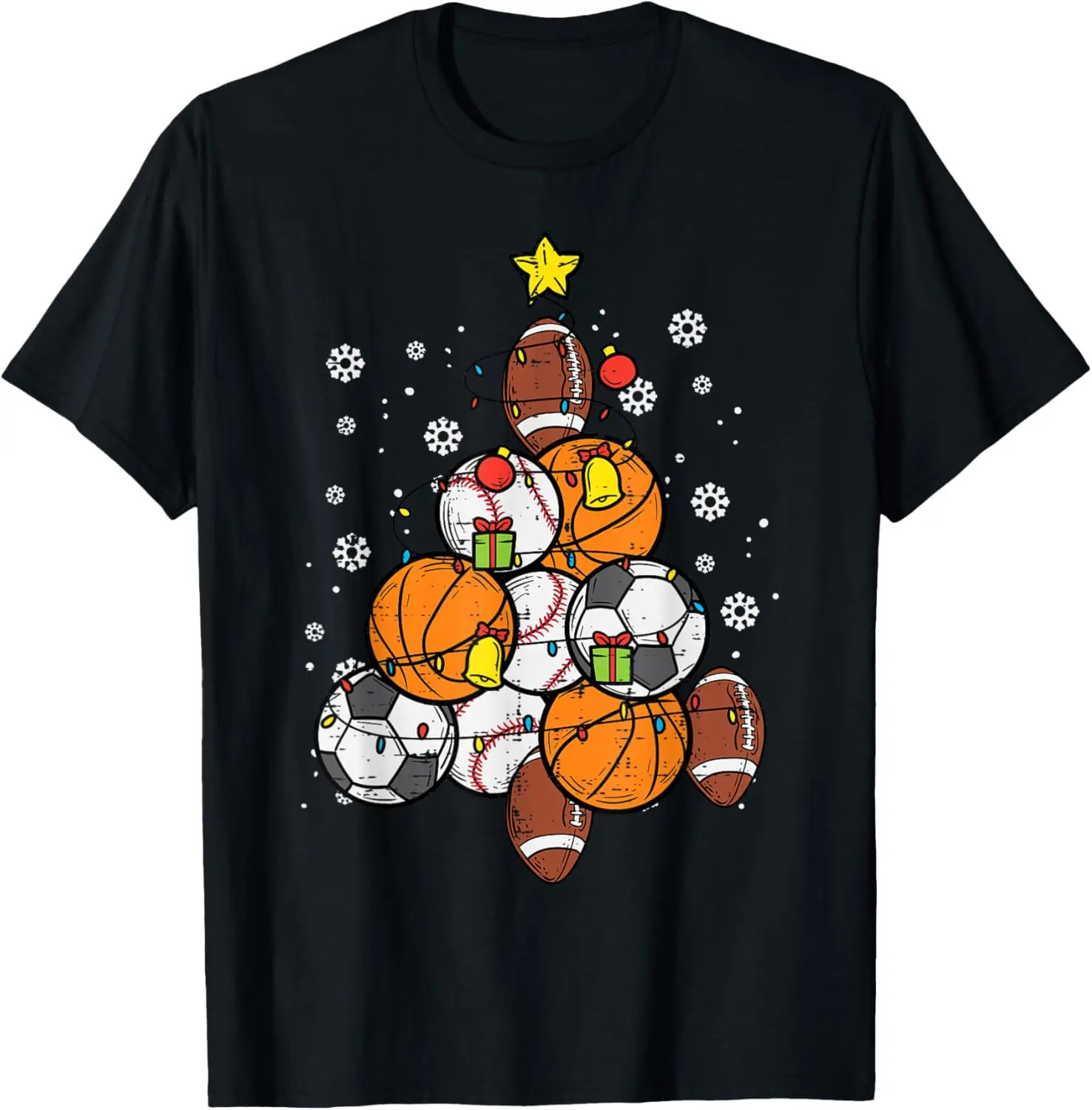 Sport Christmas Tree Football Soccer Baseball Basketball T-Shirt