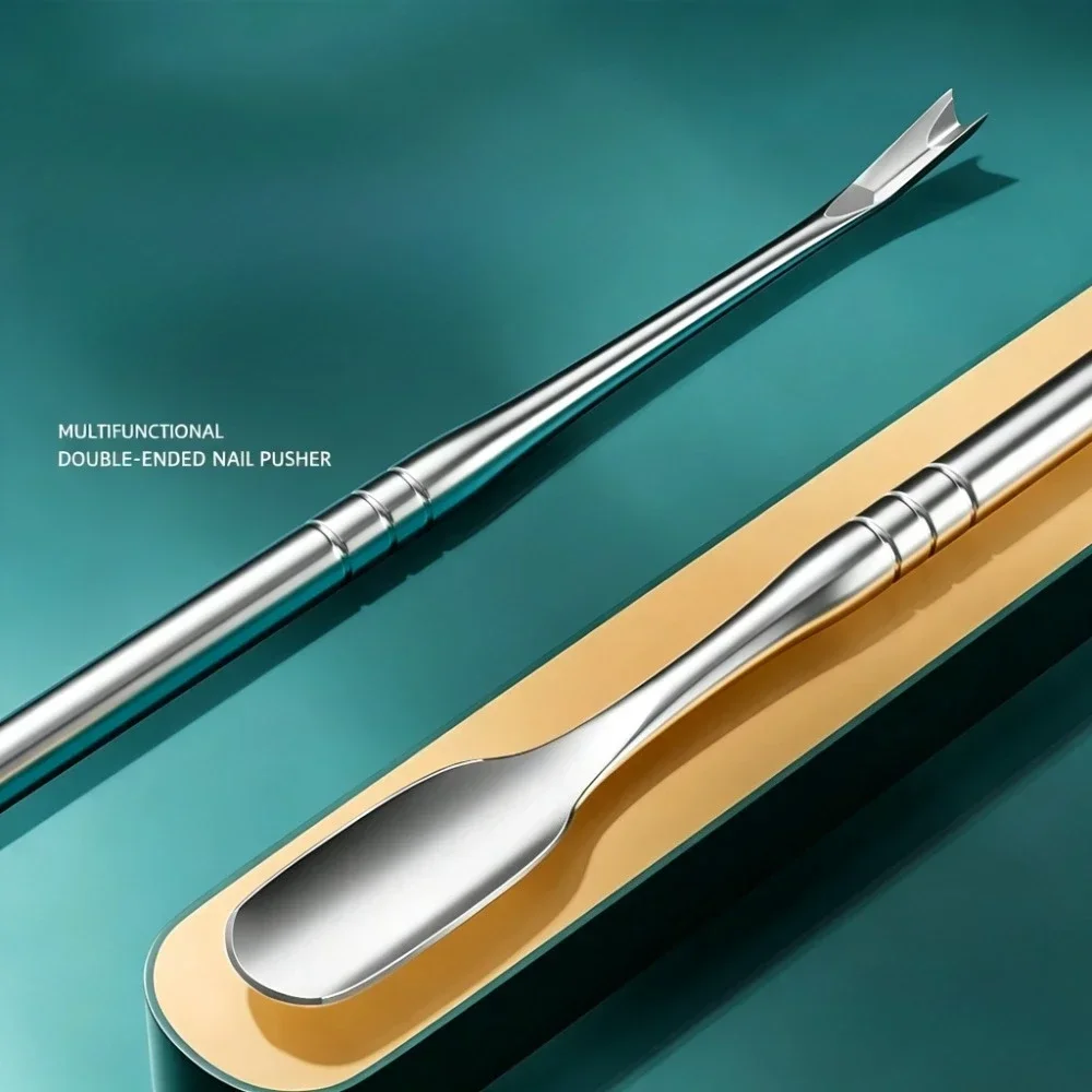 Stainless Steel Cuticle Pusher Dead Skin Remover Nail Art Cleaning Tool Beveled Head Manicure Pedicure Nail Care Tool