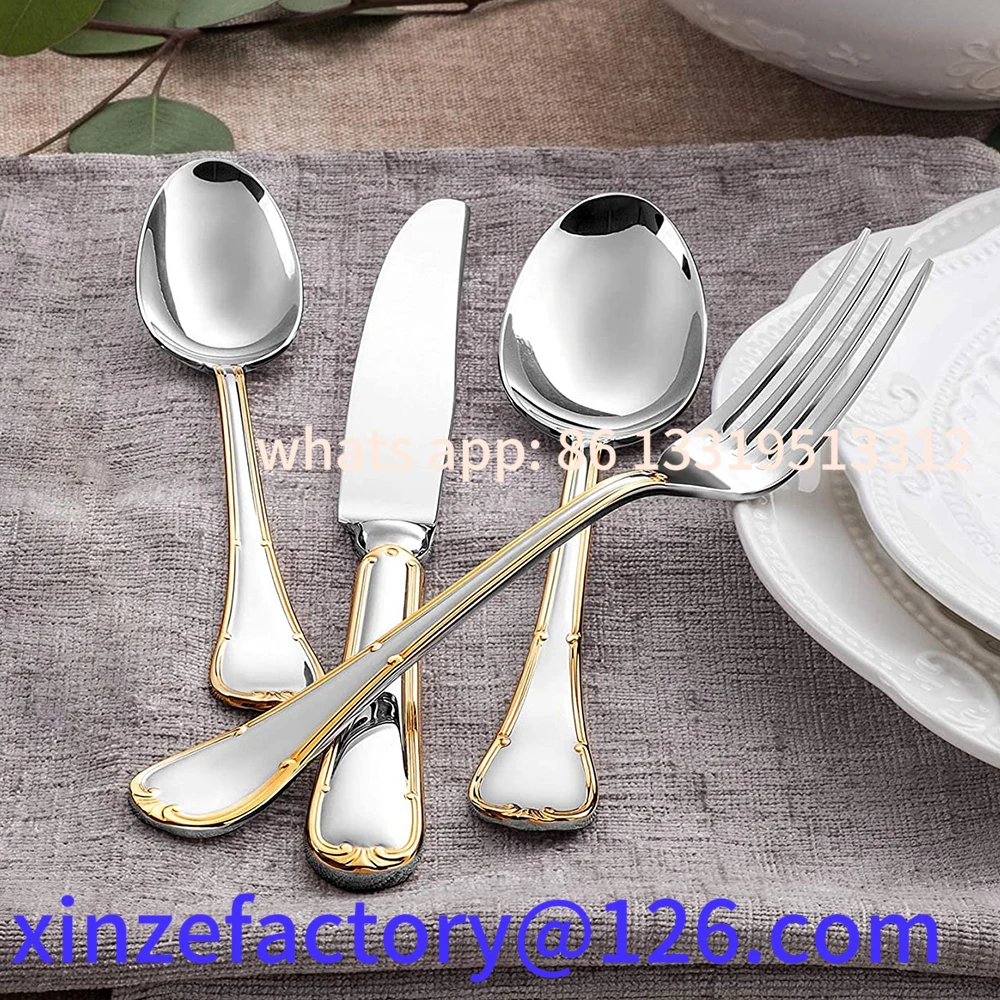 

Customizable 24 Piece Flatware Cutlery Set for 6 18/10 Stainless Steel Silverware Mirror Polished