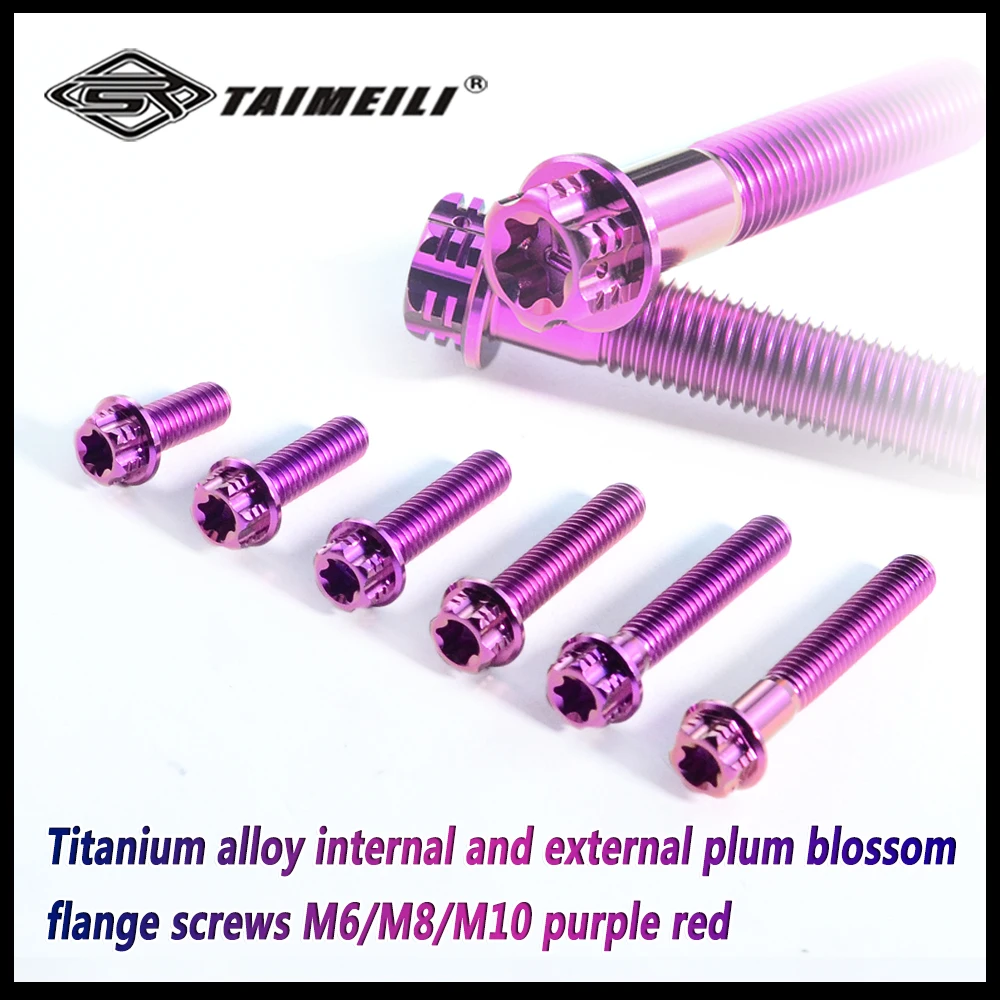 TAMEILI Titanschraube mit Innen- und Außenflansch in Pflaumenblütenform M6M8M10 purpurrot Motorrad-Modifikationsschraube – Detail 5