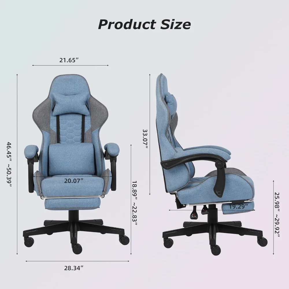 Ergonomic High-Back Gaming Chair with Footrest, Adjustable Armrests, and Lumbar Support for Adults - Comfortable Computer Office