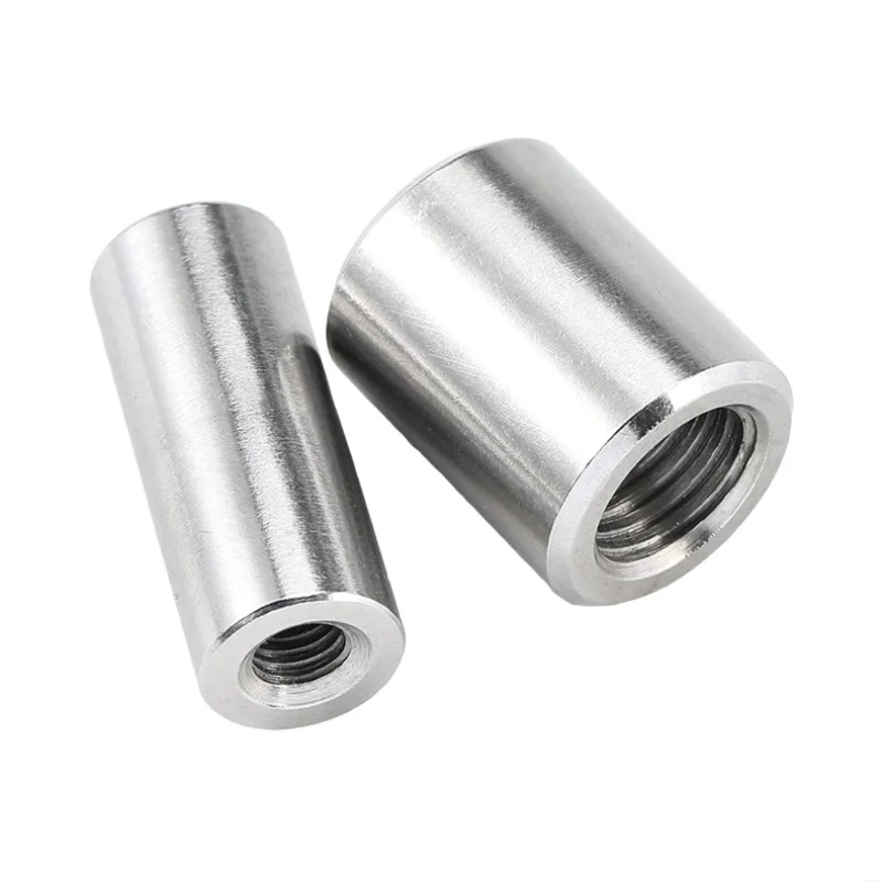 M8M10 M12 M14 M16 M18 M20 304 Stainless Steel Fine Thread Extend Long Lengthen Round Coupling Nut Sleeve Tubular Nuts Fine Tooth