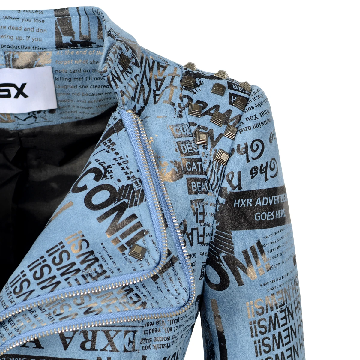 Manteau court en daim pour femmes, veste cloutée avec lettres imprimées, fermeture éclair, européen et américain, pardessus Slim rétro, nouvelle mode printemps-automne 2022