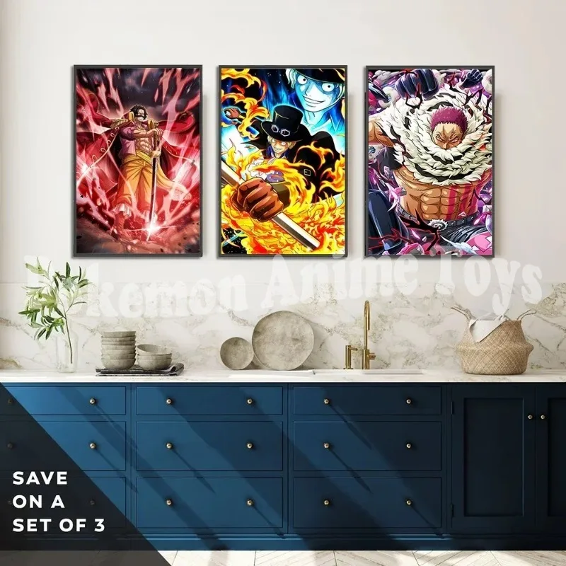 One Piece Luffy Anime Self-adhesive Poster Zoro Wallpapr Figures Home Decoration Law Painting Wall Art Bedroom Cartoons Mihawk