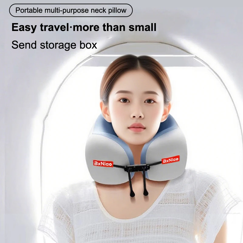 Travel Pillow Memory Cotton U Shaped Neck Support Portable Soft Storage Washable Airplane Spine Care Protection Office Home Acce