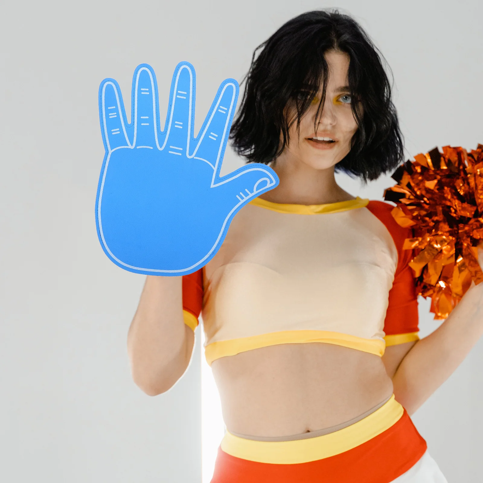 Luva gigante de espuma para líder de torcida, cinco dedos, azul, eva, ventilador de espuma, eventos esportivos, suprimentos para torcer os dedos