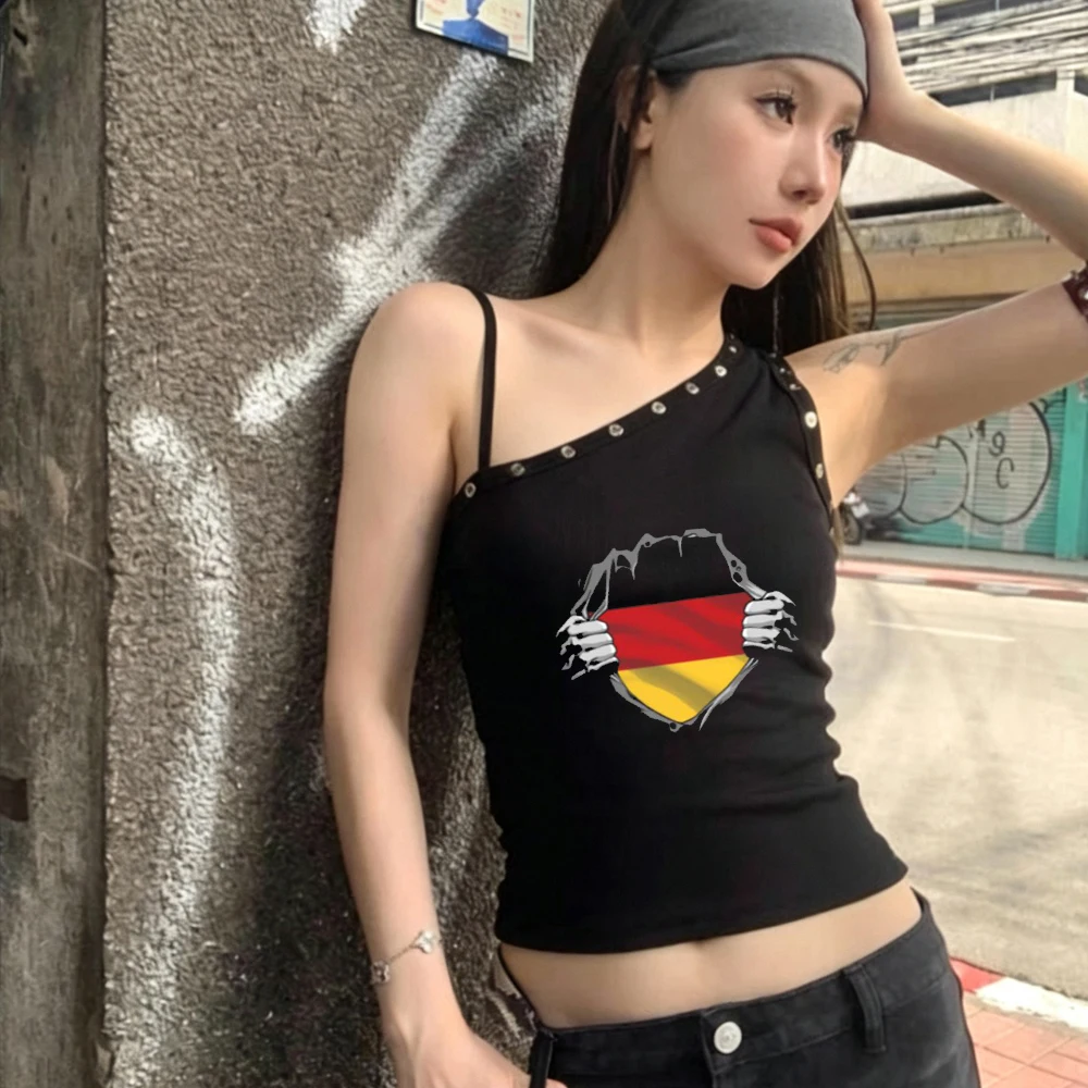 Germany cropped top women meme summer emo baddie goth tshirt party harajuku jojifuku manga funny