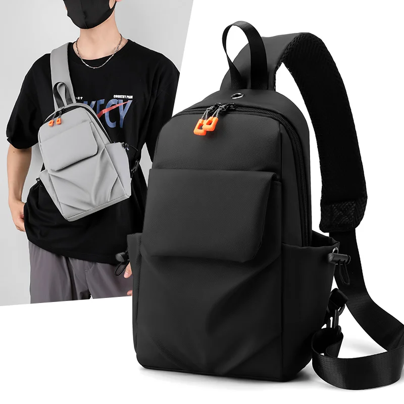 Toposhine Chest Bag 2023 New Solid Color Men Women Chest Package Outdoor Casual Fashion One Shoulder Crossbody Bag Black Gray