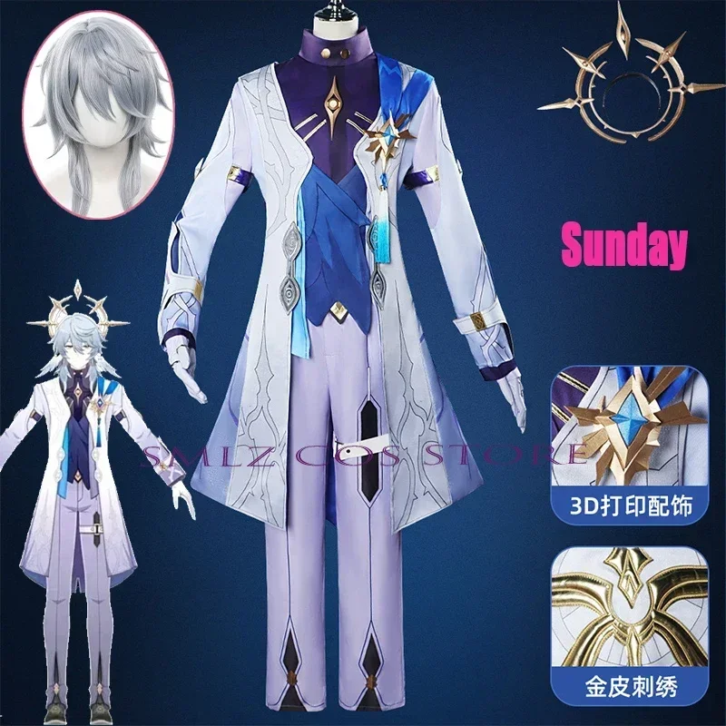 Game Honkai Star Rail Sunday Cosplay Costume Mr. Sunday Costume Uniform Suit Outfits Wig Prop Anime Role Play for Man