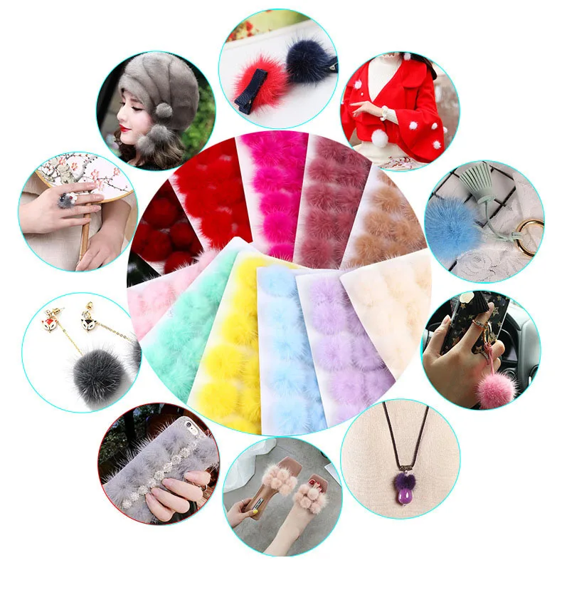 40mm Fur Pompoms Natural Soft 4cm Mink Pompom Balls Pompones for Jewelry Keychain Hairpin DIY Pompon Decro Handmade Accessories