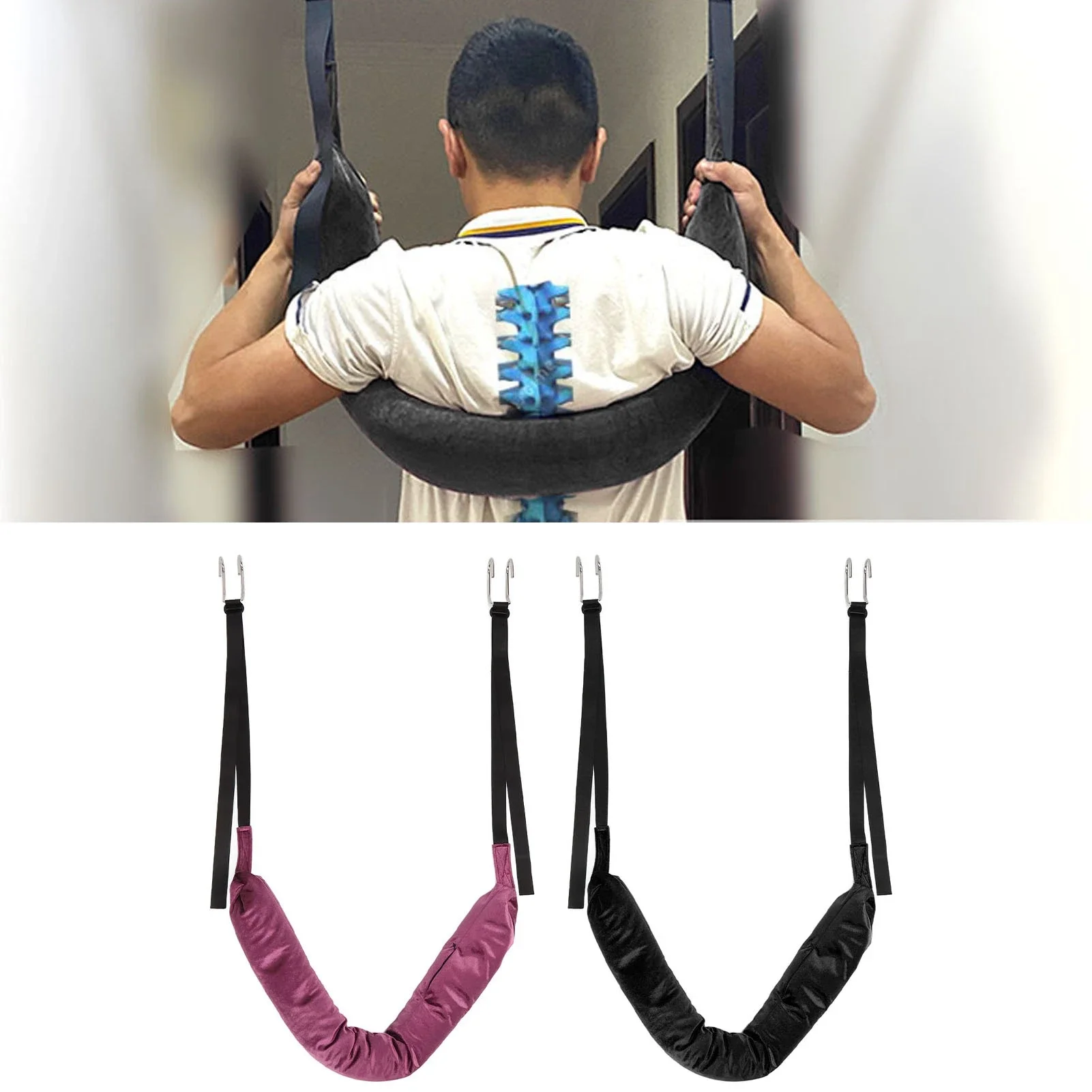 Spine Decompression Device Lumbar Belt Soft Lightweight Back Stretcher Lumbar Traction Device for Home Office Car Travelling