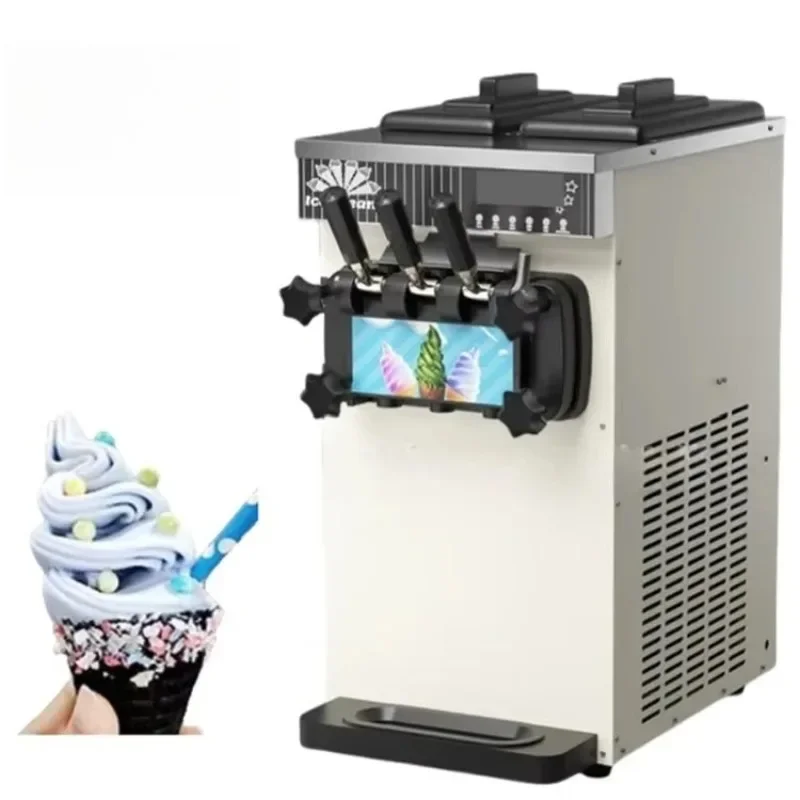 

BBT Commercial Soft Ice Cream Machine with Compressor Automatic 3-Flavor Maker for Bakery Use 220V/110V Compatible