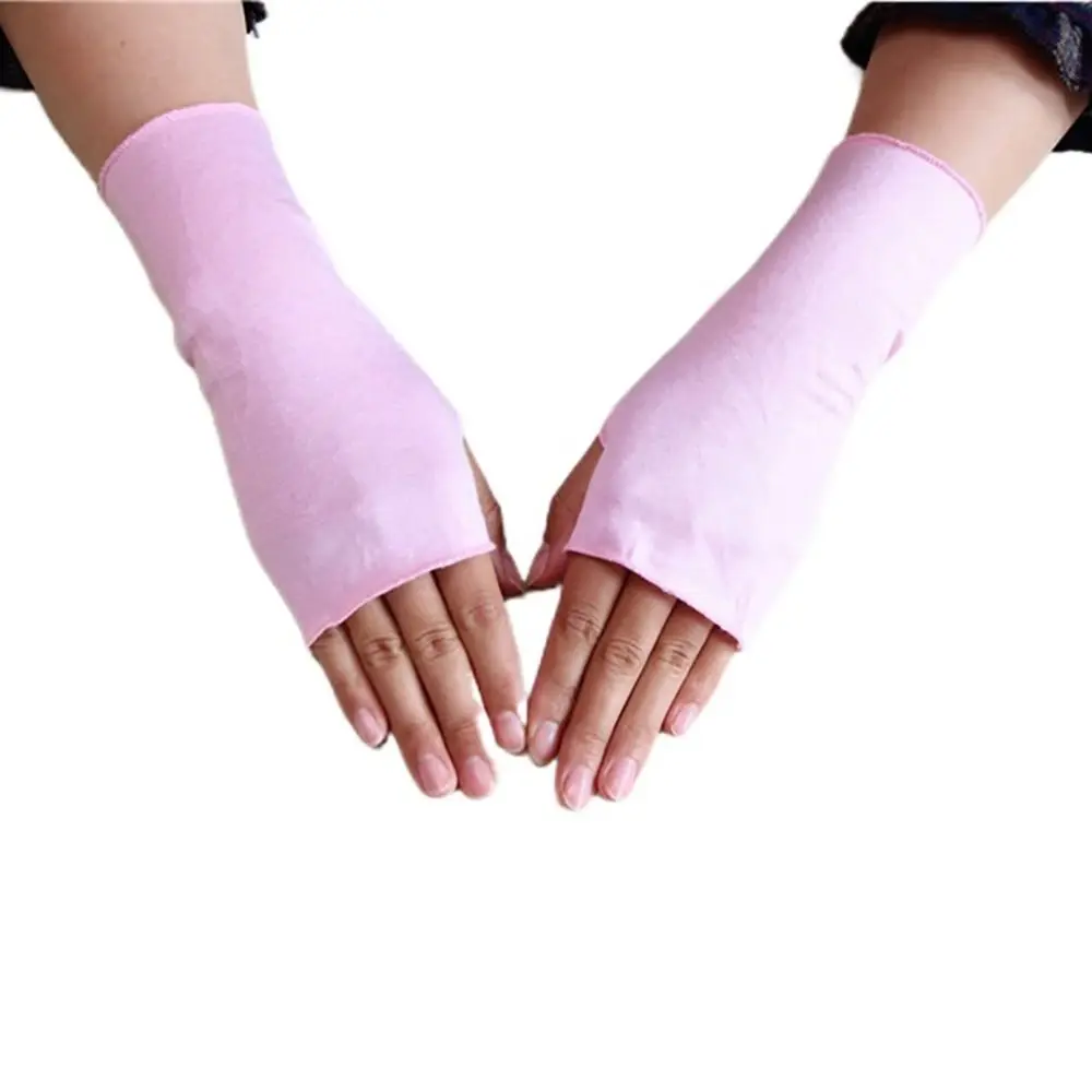Elastic Short Anti-ultraviolet Solid Color Cloth Summer Fingerless Gloves Sunscreen Gloves Driving Mittens Half-finger Gloves