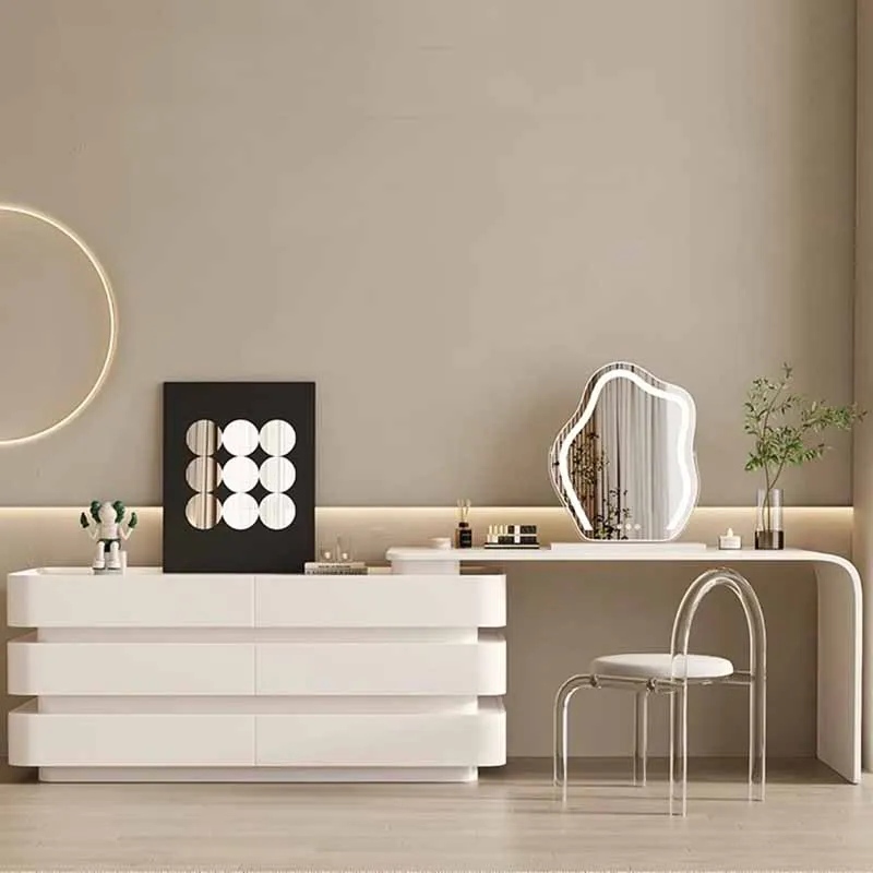 Modern Women Dressing Table Light Led Stool Wood Dressing Table Makeup White Tocador De Maquillaje Mueble Luxury Furniture