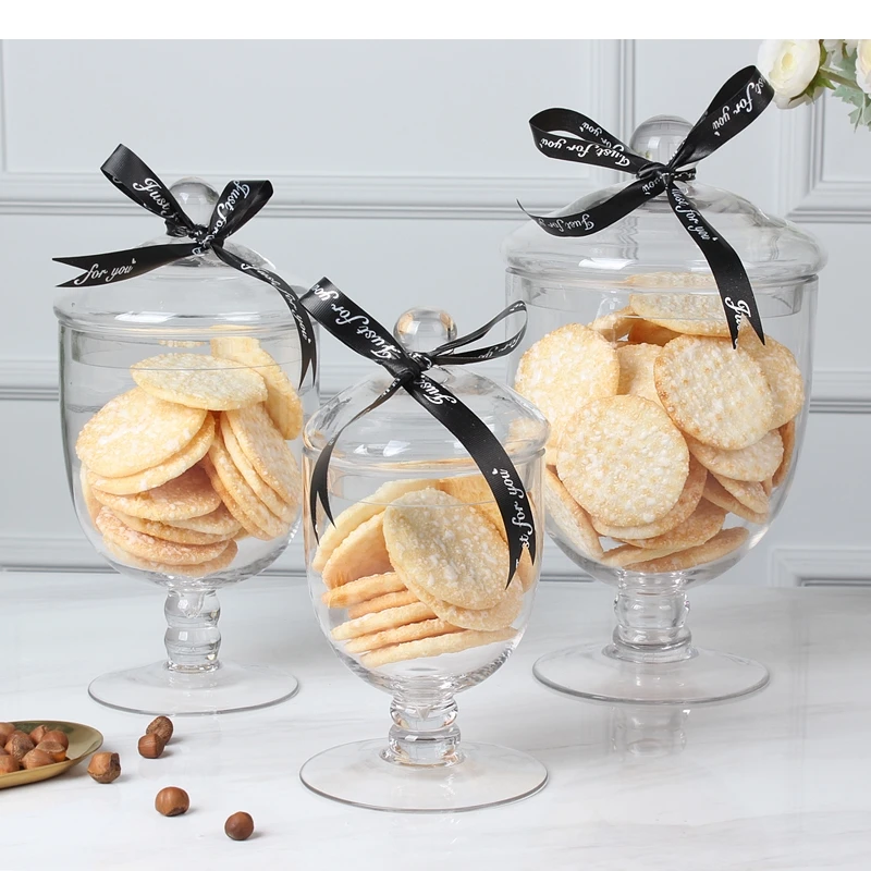 

Transparent Tall Candy Jar Glass Storage with Lid Modern Style Home Decor Kitchen Food Container