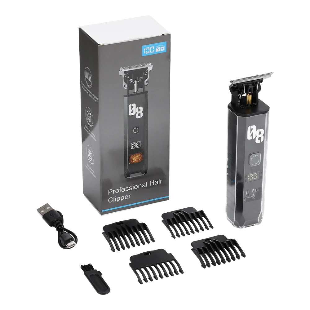 Herren-Haarschneidemaschine, kabelloser Haarschneider, Bartschneider, wiederaufladbares Haarschneide- und Pflegeset mit LED-Anzeige, Friseur-Haarschneidemaschine – Detail 11