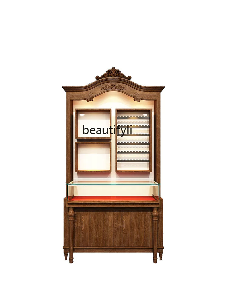 Modern Ornament Display Cabinet Retro Wood Storage Varnish Display Middle and Ancient Storage Cabinet Wall High Cabinet