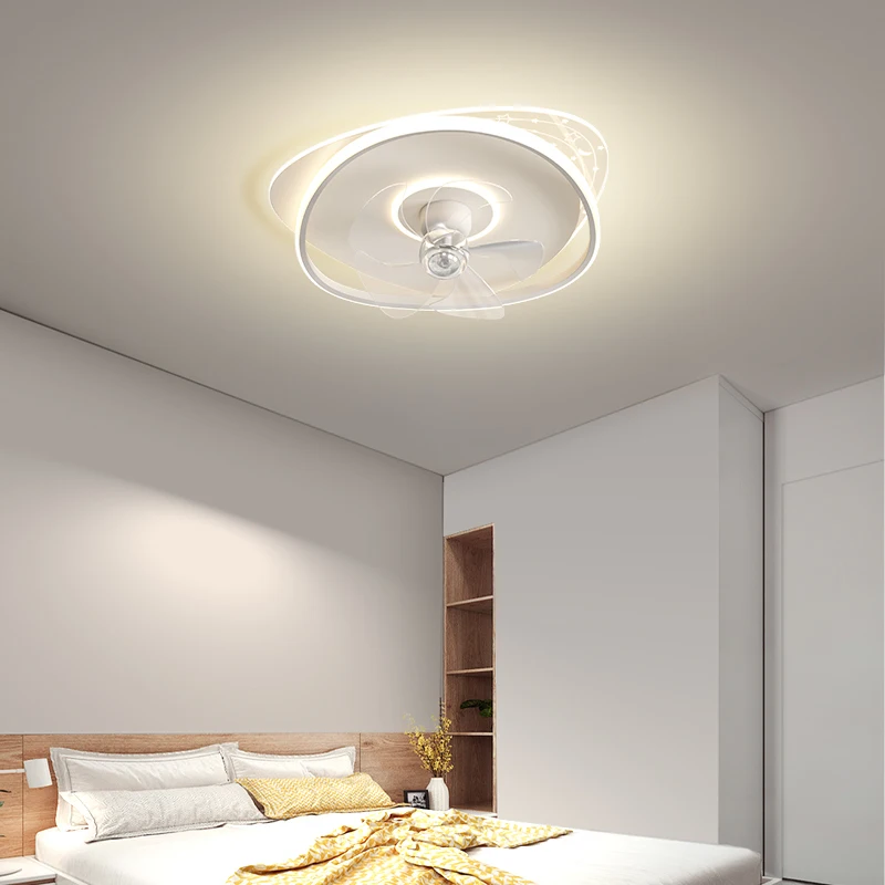 Starry Sky Led Ceiling Fan For Bedroom Living Room Bathroom Kitchen Balcony White Simple Fashionable Indoor Lighting Fixtures