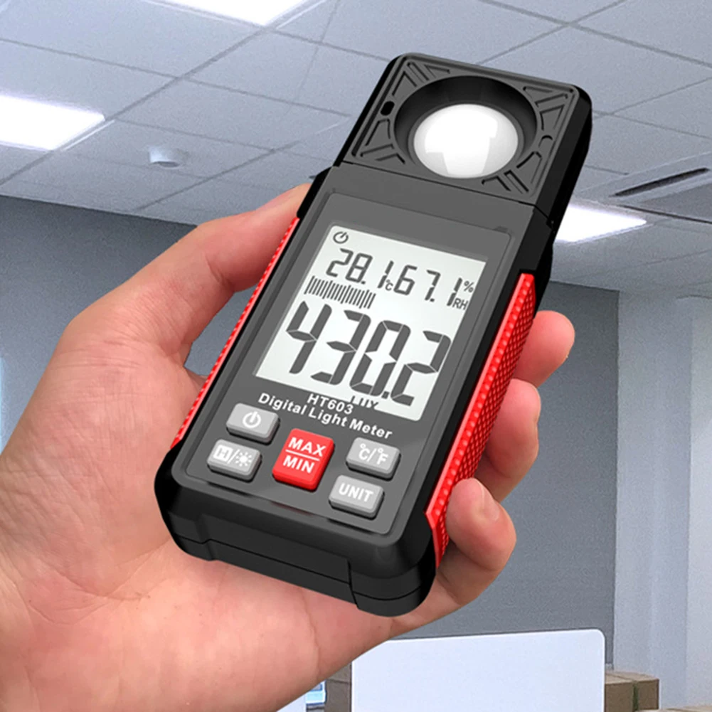 

LCD Light Meter Digital Illuminometer Indoor Lighting Measurement 52*28*140mm Photometer Detachable Battery Compartment