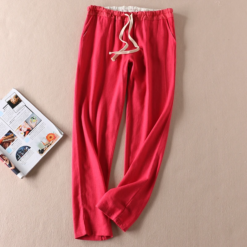 

Cotton Casual Pants for Women's Spring/summer Harlan Pants Ankle Length red