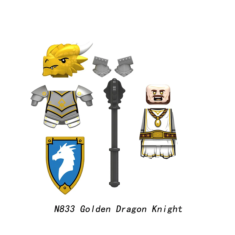 Knight Soldiers Bricks Action Figures Model Accessories MOC Creative Dragon Knights Assembly Building Blocks DIY Toys Gifts