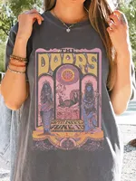 Women Crewneck Short Sleeve Shirt Vintage The Doors 60's Concert Tee The Doors T-shirt Loose Unisex Y2K Tee Streetwear Hip Hop