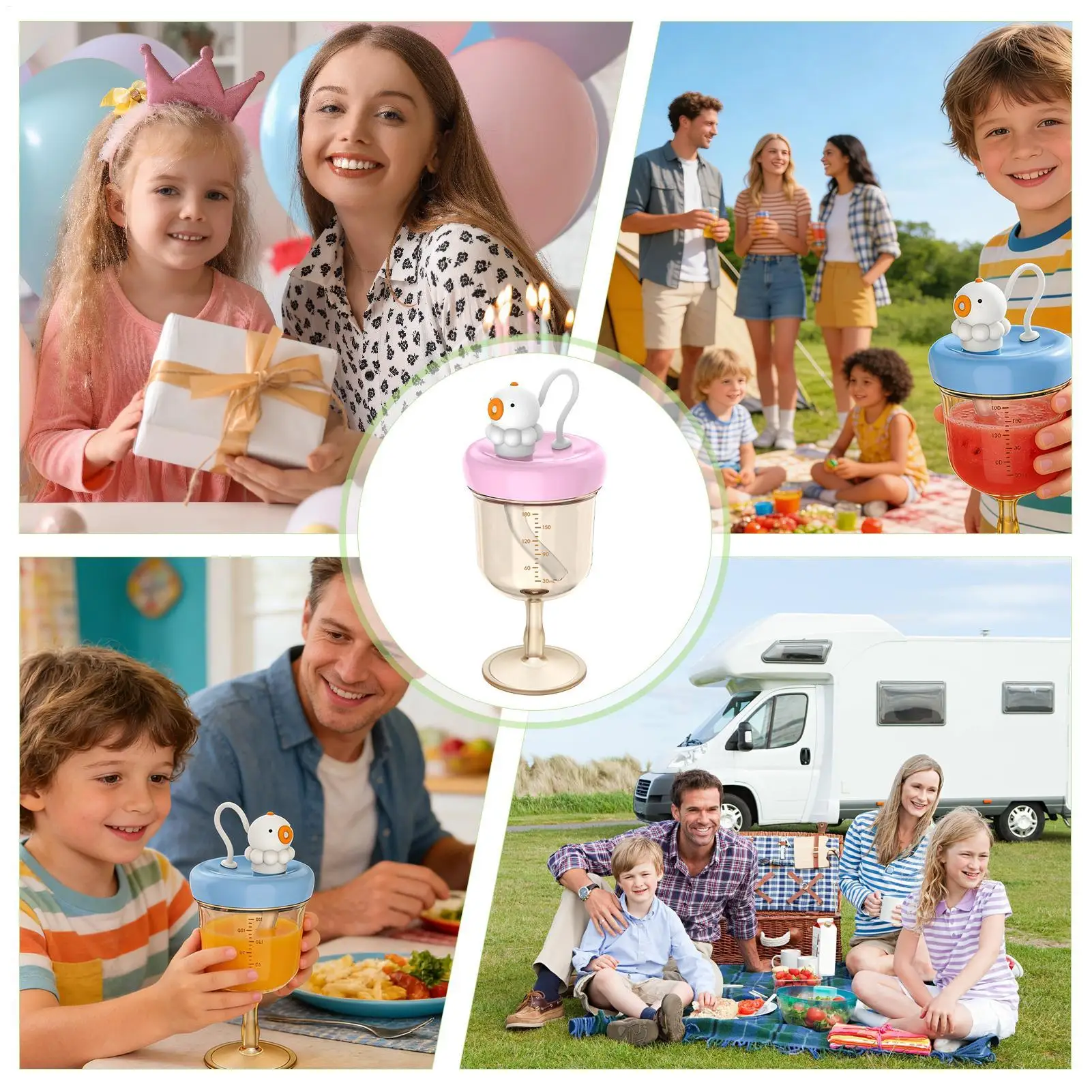 子供用ゴブレットカップ-かわいいこぼれ防止ポータブルキッズゴブレットカップ-12ヶ月以上の年齢向け-家庭用-日常旅行-アウトドア-キャンプ-ピクニック用