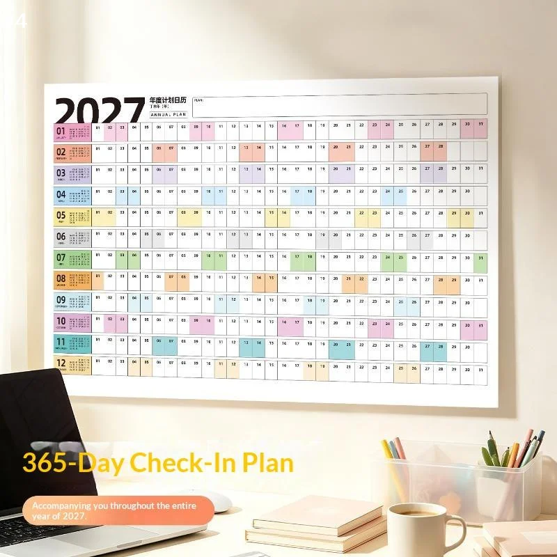 2027 Full Year Wall Calendar Blank Writing Blocks Daily Planning Scheduling MemorandumNF stationery