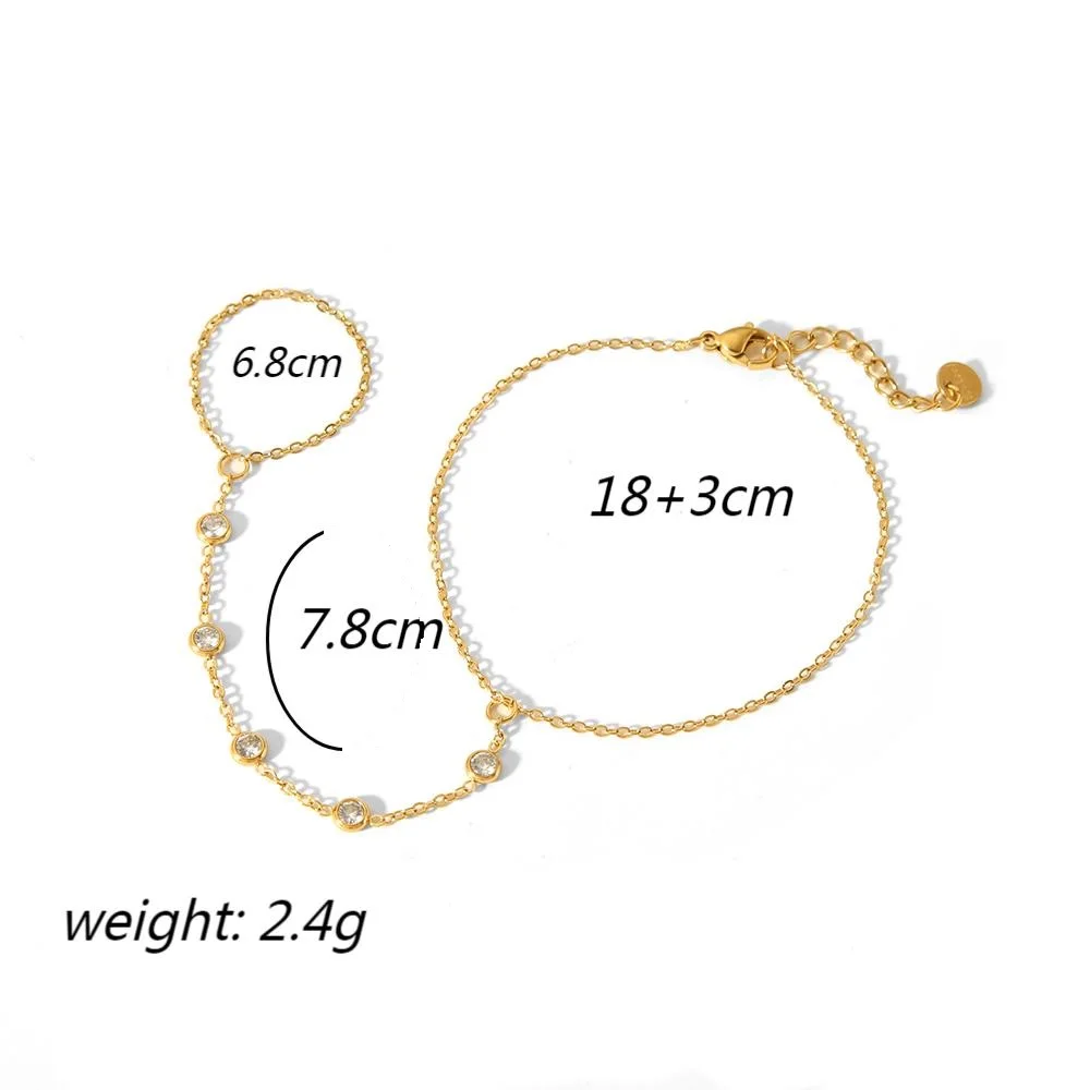 Edelstahl-Zirkon-Blumen-Armband- und Halsketten-Set, wasserdicht, modisches 5-Blütenblatt-Design, Schmuckgeschenk für Frauen – Detail 14