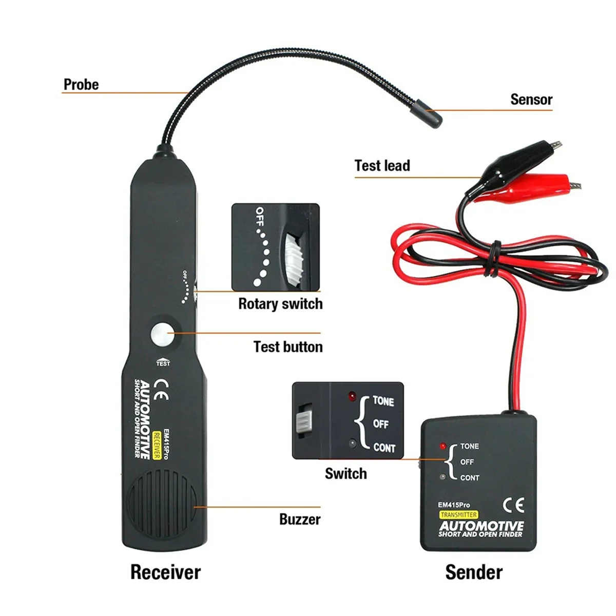 EM415Pro Automotive Electrical Openand Short Finder Circuit Tester DC 6-42V Car Repair Cable Circuit Wire Tracker