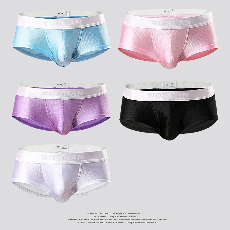

Мужские Мягкие и удобные боксеры, сексуальные гладкие дышащие нейлоновые трусы из спандекса с эффектом потертости, однослойное нижнее белье с передней промежностью