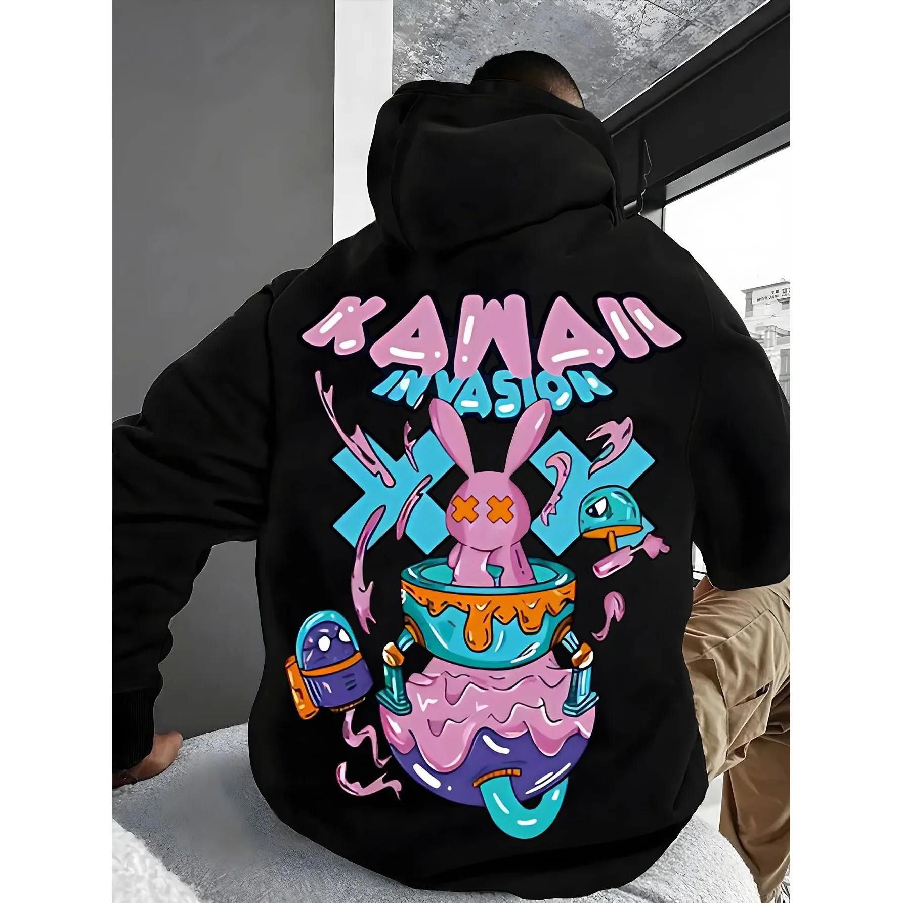 

Cartoon Bunny Print Cotton Hoodie Women's Autumn Winter Faionable Sweatirt Comfortable Soft Material Fem Mid-Year