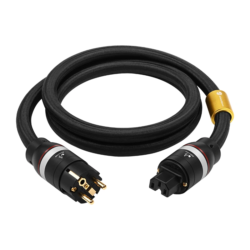 ATAUDIO HiFi-Stromkabel für Netzfilter, Decoder, CD-Player, 6N OFC-Anschlussleitung, Kupfer, vergoldet, mit EU/US/AU-Series-Stecker 3