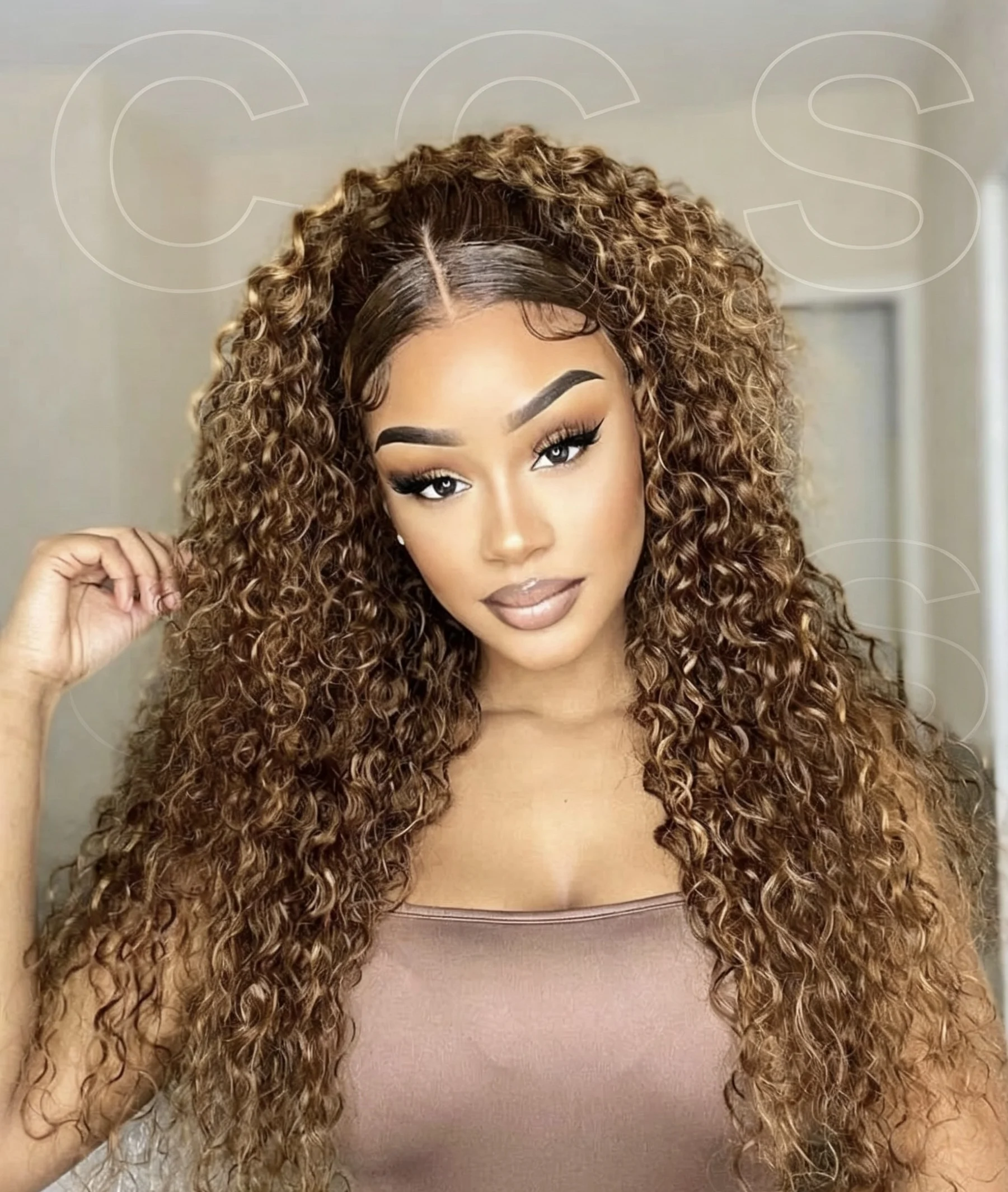 

Highlight Blond kinky curly Soft Pre-plucked 26" 180 Density Glueless Synthetic 13X4X1 Lace Front Wig For Women Baby Hair Daily