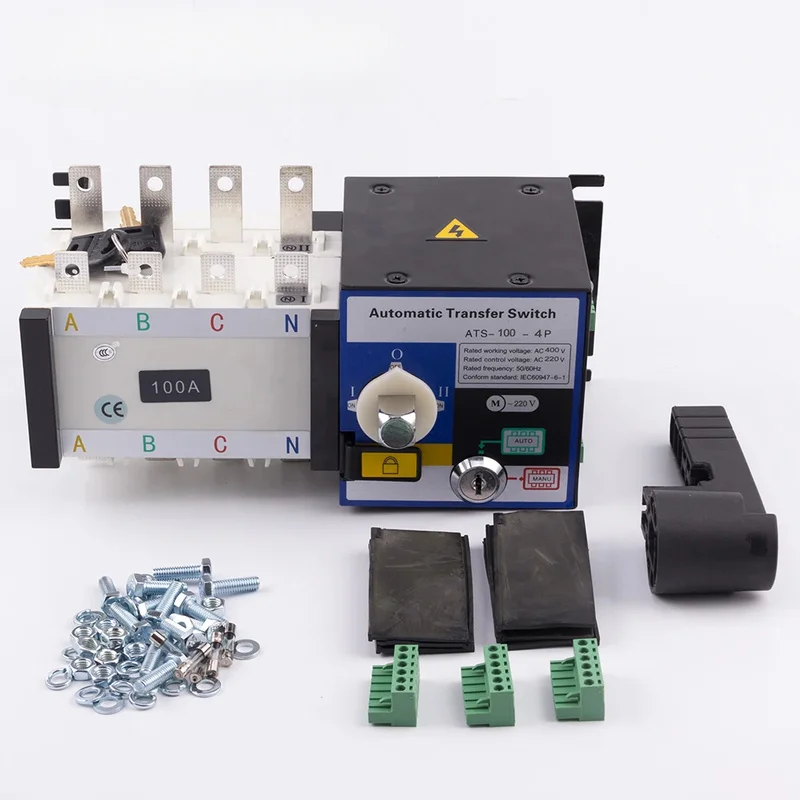 Universal 4P 100A ATS Automatic Transfer Switch, Dual Power Transfer Switch, AC Diesel Generator Spare Parts