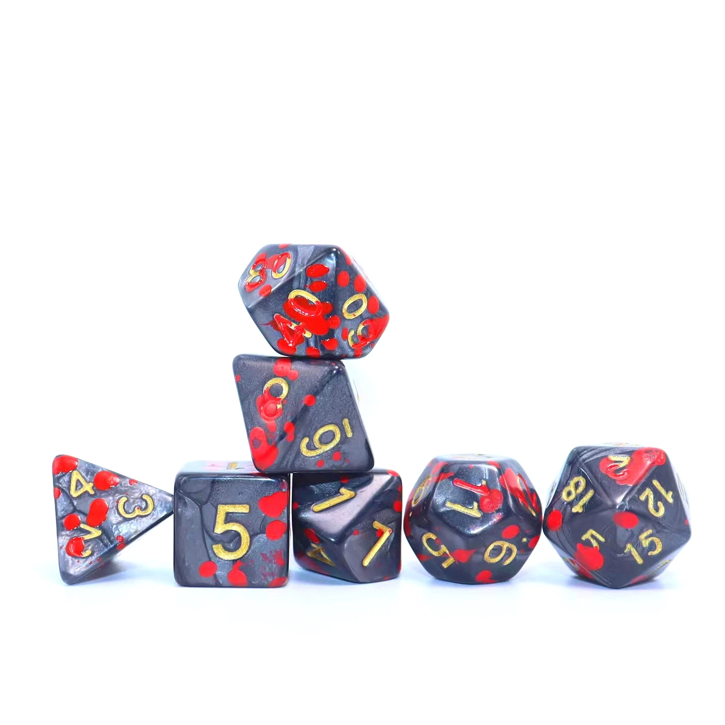 

Игровые кости, полиэдрон, акриловые кости, жемчуг, черный + красный горошек, набор для ролевых игр, настольная игра, расслабьте внутреннего воина