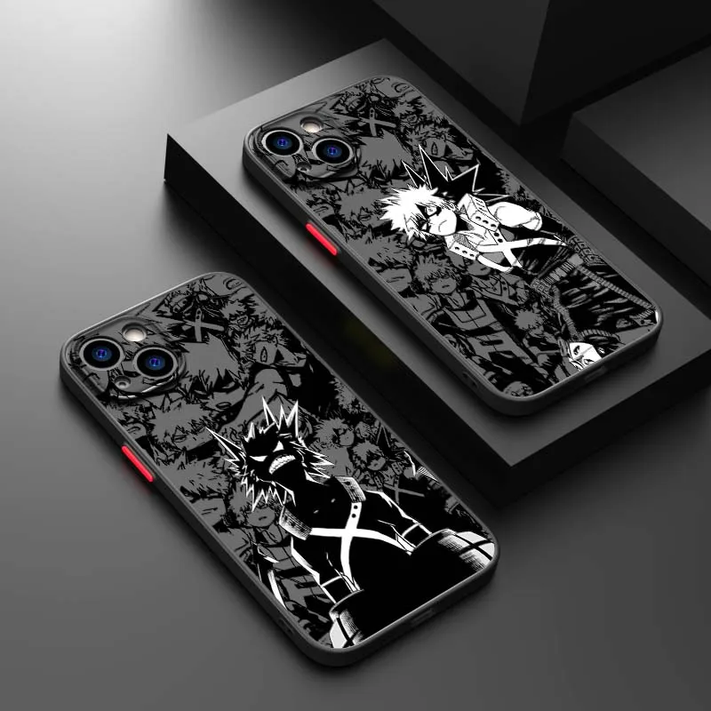 Bakugo Katsuki Cartoon für Apple iPhone 17 16 15 14 13 12 11 X Max Pro Plus Mattierte Durchscheinende Handyhülle