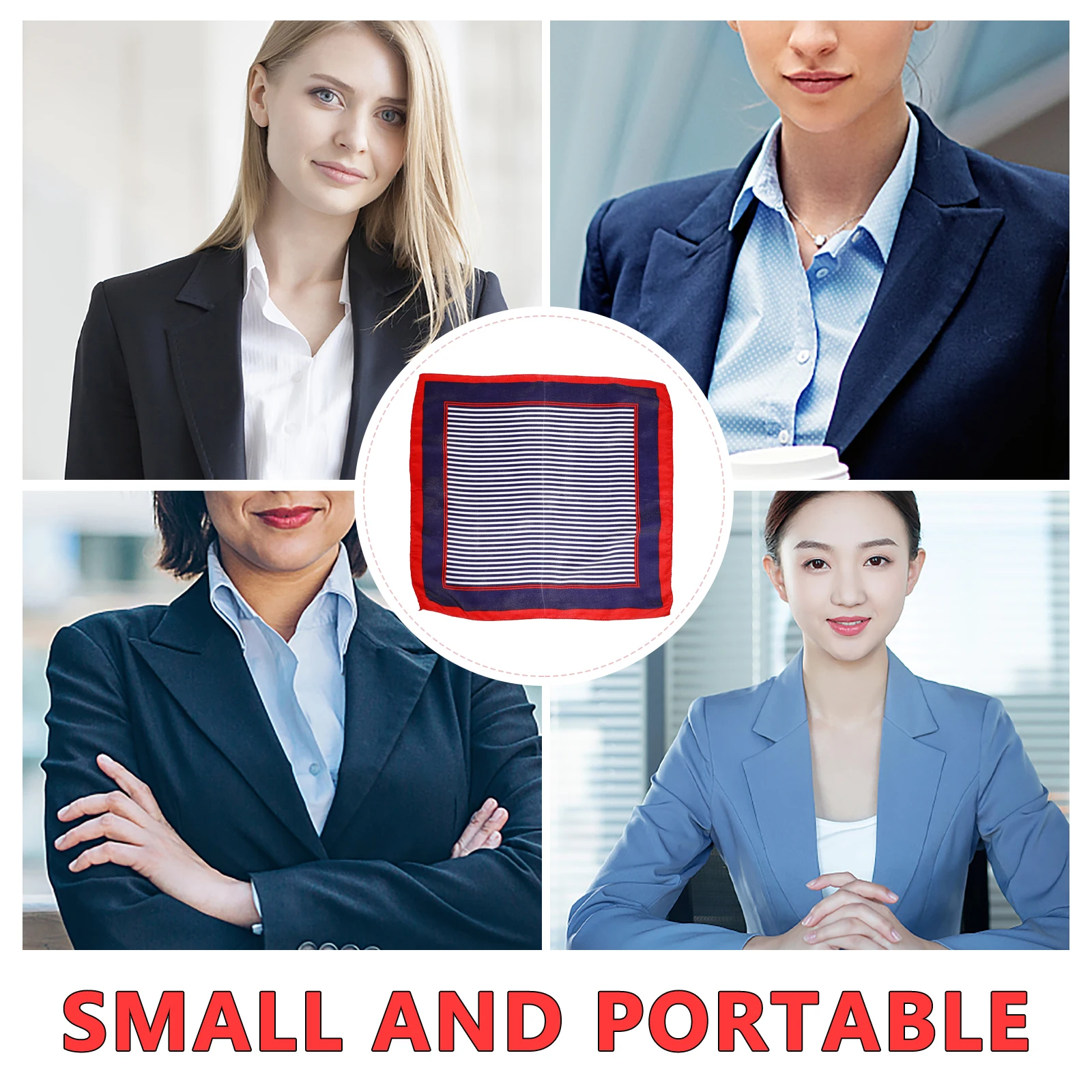 4 stuks kleine vierkante sjaal 50 cm rode strepen damesaccessoires zijde polyester nekhaar professioneel casual