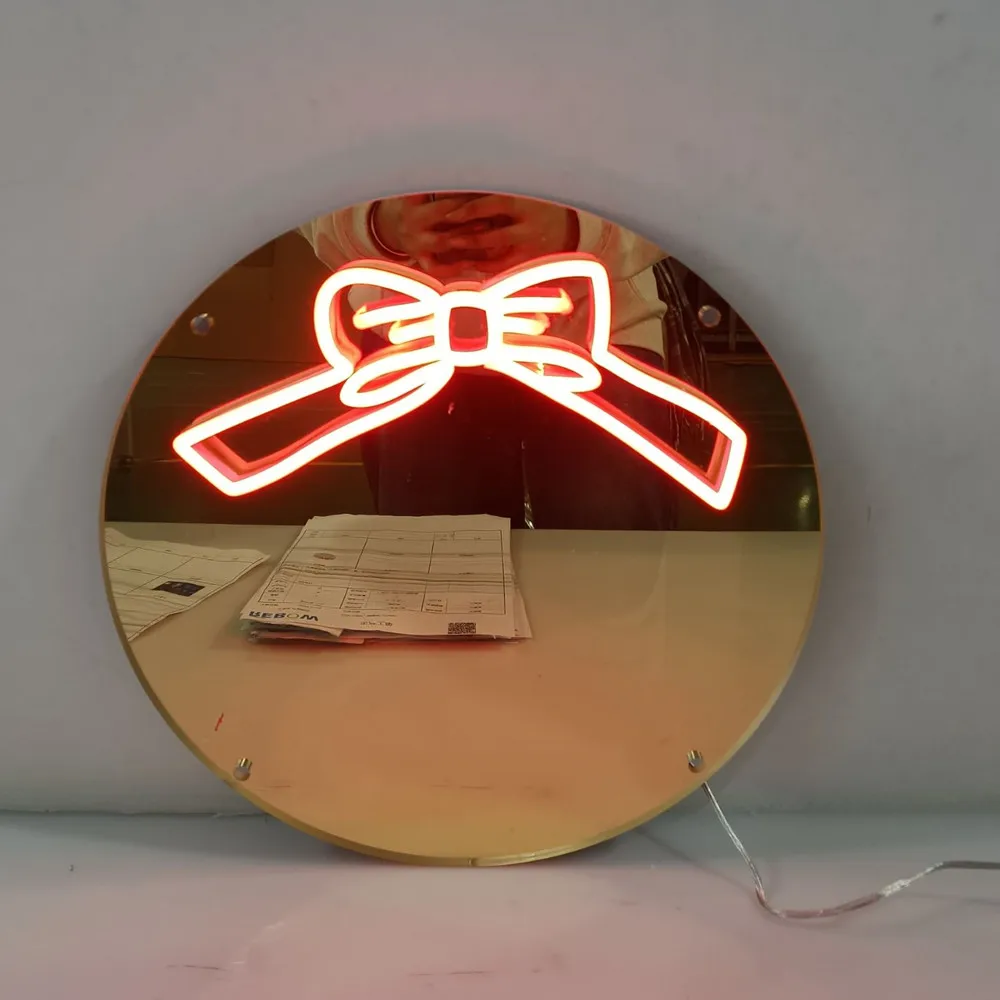 Customizable LED Neon Mirror for Girls Personalized Makeup Vanity Night Lamp with Adjustable Lighting Room Decor Birthday Gift