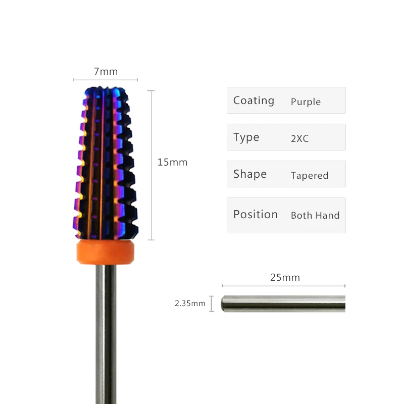 HYTOOS Lila 5-in-1 Nagelbohrer 3/32 Zwei-Wege konisches Hartmetall-Maniküre-Bohrzubehör