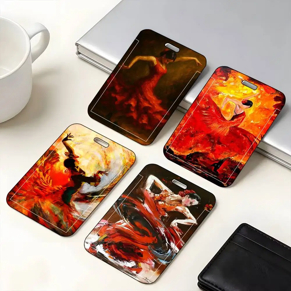 

1pc Flamenco The Art Of Dance ID Card Sleeve School Card Access ID Card Bus Meal Card Protective Sleeve Easy Push