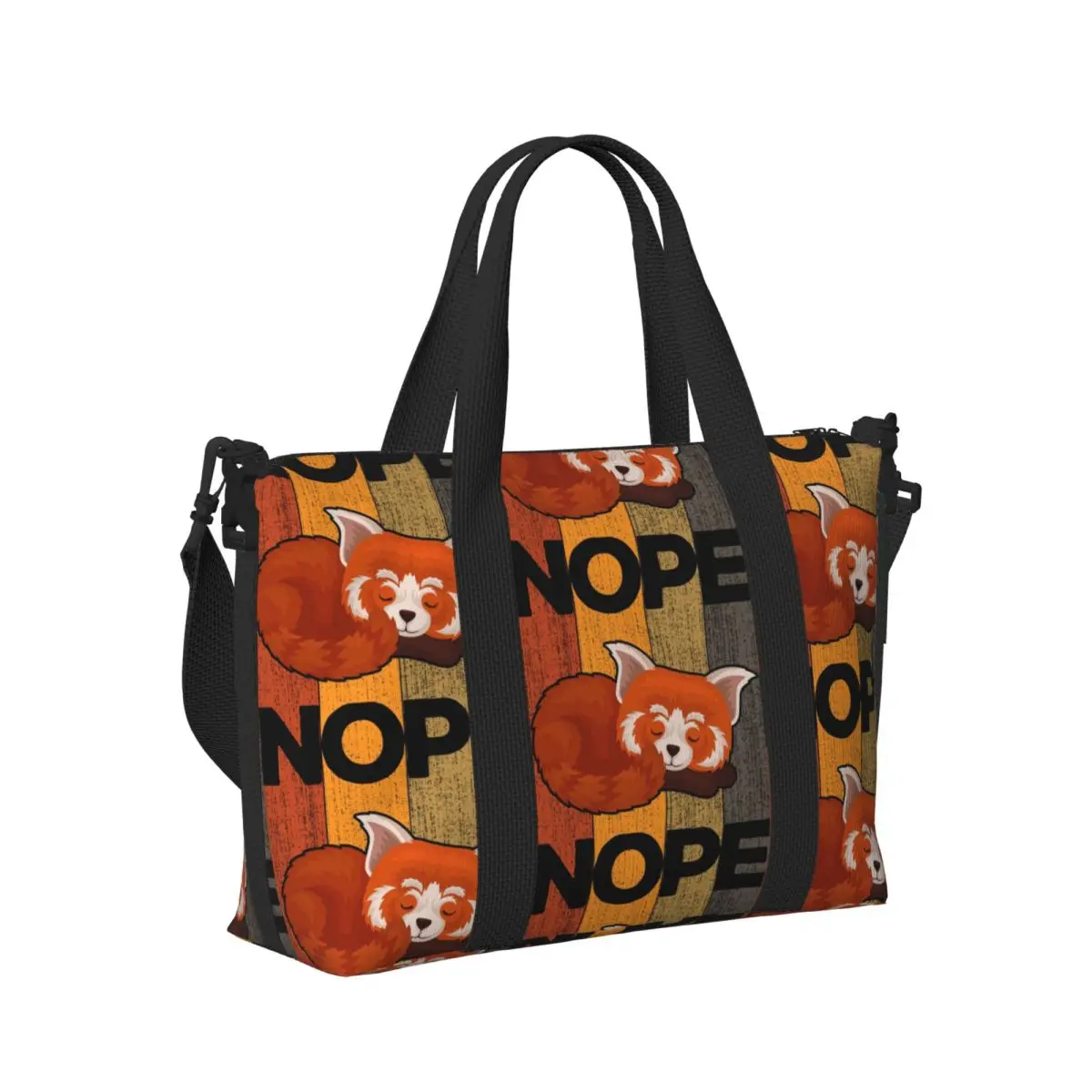 Nope Red Panda Beach Travel Bag Large Capacity Tote Bags for Gym Yoga Women Shopping Duffle Shoulder Bag